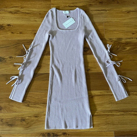 Lovers + Friends Abel Lavender Long Sleeve Knit Sweater Mini Dress New Large - Picture 2 of 13